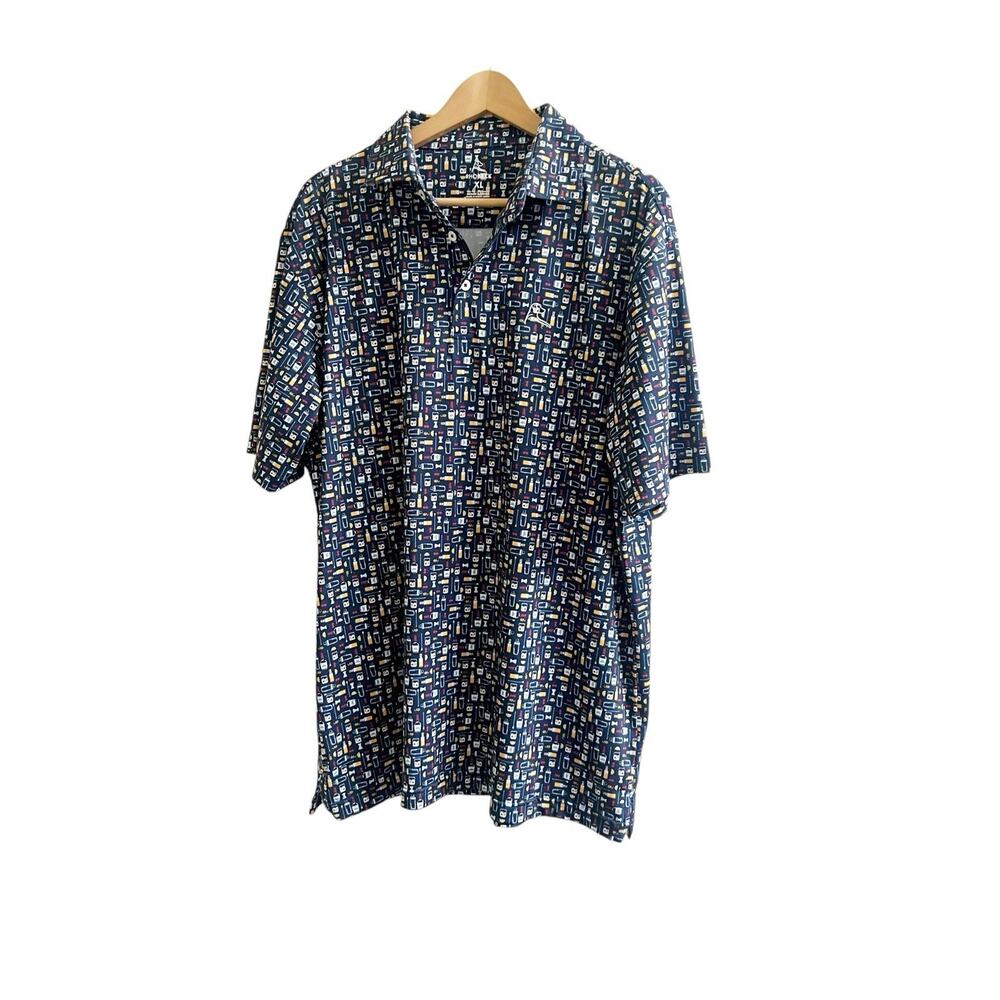 Rhoback The Old Fashioned Men's Performance Polo Shirt Navy Short Sleeve Size XL